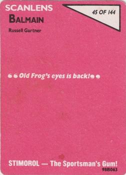 1988 Scanlens #45 Russell Gartner Back